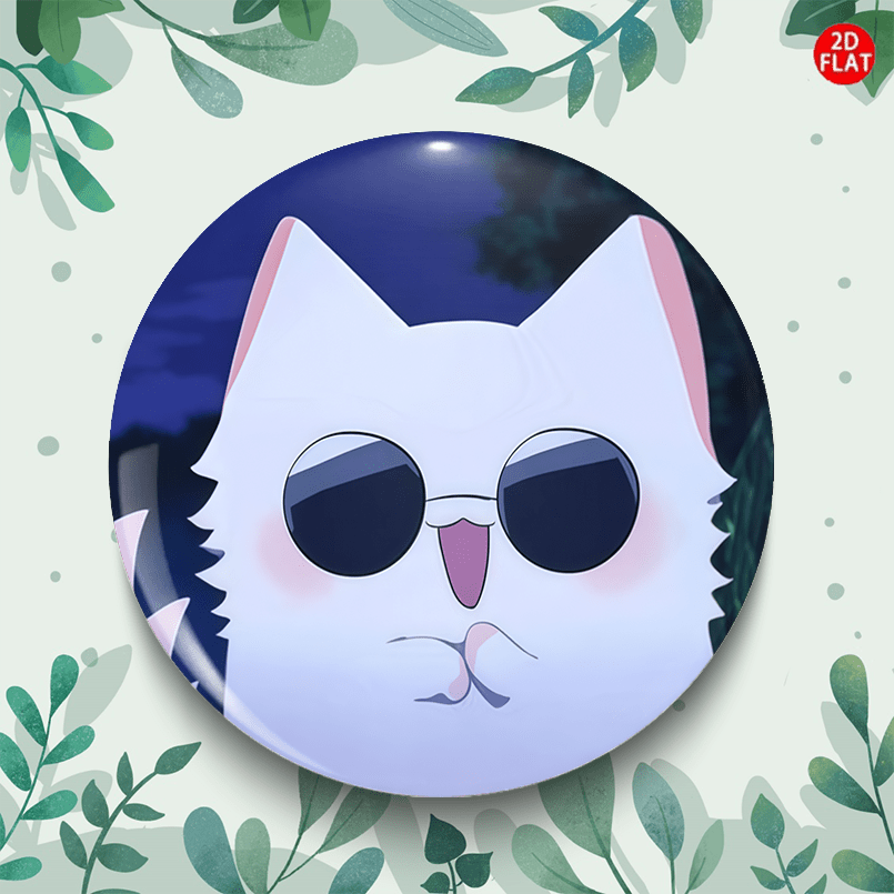 TEMU 2d Flat, 2d Flat Wearing Fashion Glasses Cat Pin Badge - Cute Anime Plastic Pin Suitable For Clothing, Hats, Backpacks - Fashion Accessory Gift