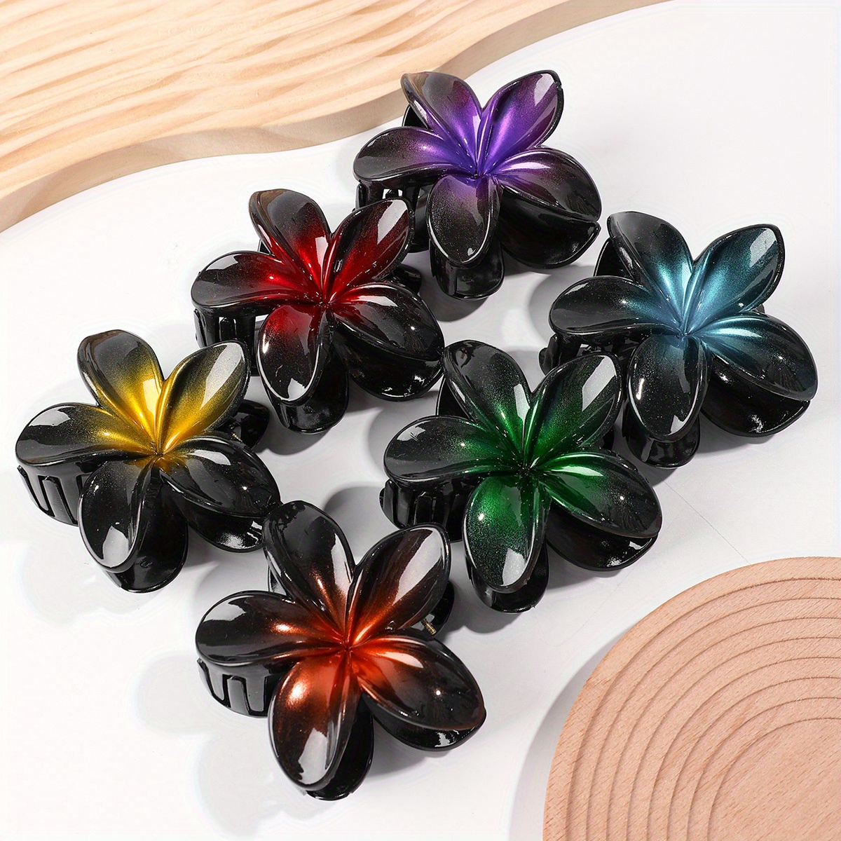 Image of 3pcs/6pcs New Ladies Hair Clip Simple Egg Flower Bauhinia Shark Clip Flower Shape Hair Accessories Hair Clip 3.15 Inches, Suitable For Women And, Very Suitable For Beach Vacation And Casual Wear