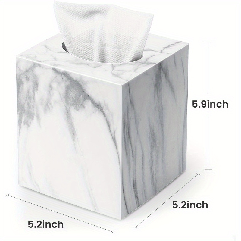 modern marble design acrylic tissue box cover square facial paper holder for bathroom vanity bedroom dresser nightstand desk or office durable stylish countertop accessory bathroom decor and accessories countertop organizer   elegant   Product details 2