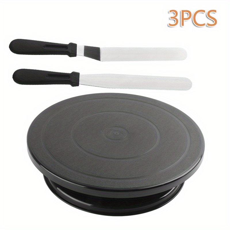 3pcs Cake Decorating Kit Baking Supplies Cake Turntable With 2 Frosting Straightsmoother Scrapers Baking Accessories Tools For Beginners And Pros