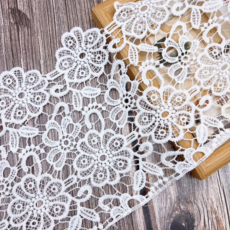 TEMU Pizzo Ricamato con Paillettes Solubile in Acqua, Bordatura Delicata per , Pizzo Ricamato Fai da Te per Abiti da Sposa, Accessorio per Tende,