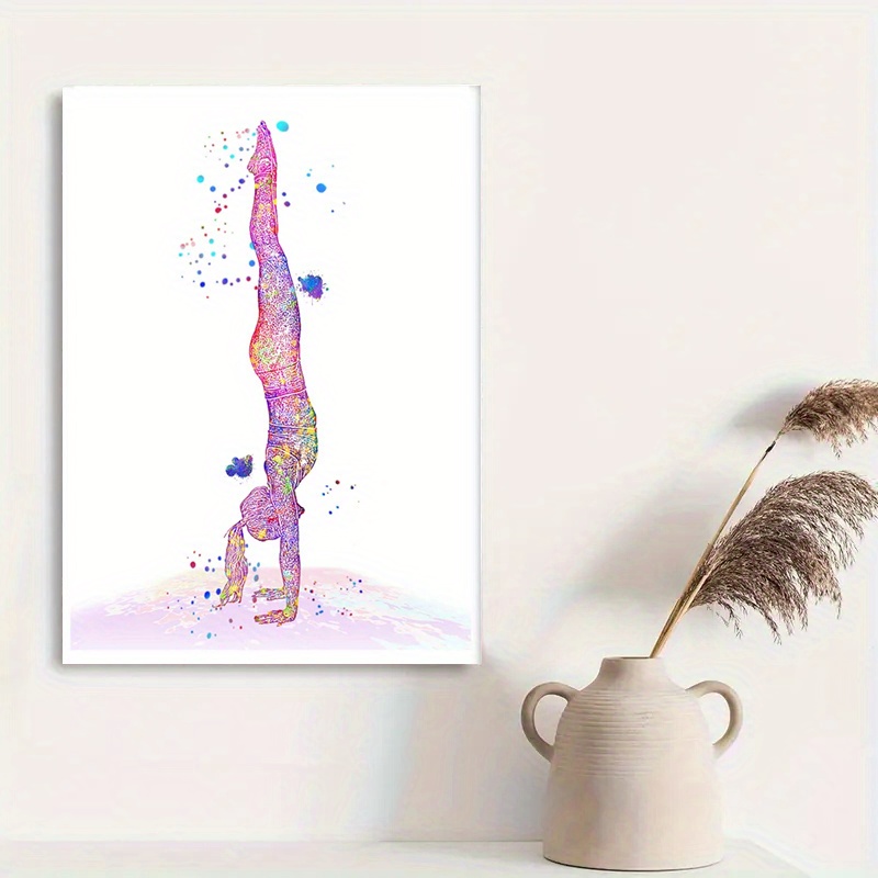 TEMU 12x16 Inch Unframed Gymnastics Canvas Art - Vibrant Multicolor Inspirational Wall Decor For Girls' Rooms, Fitness Enthusiasts, Birthday &