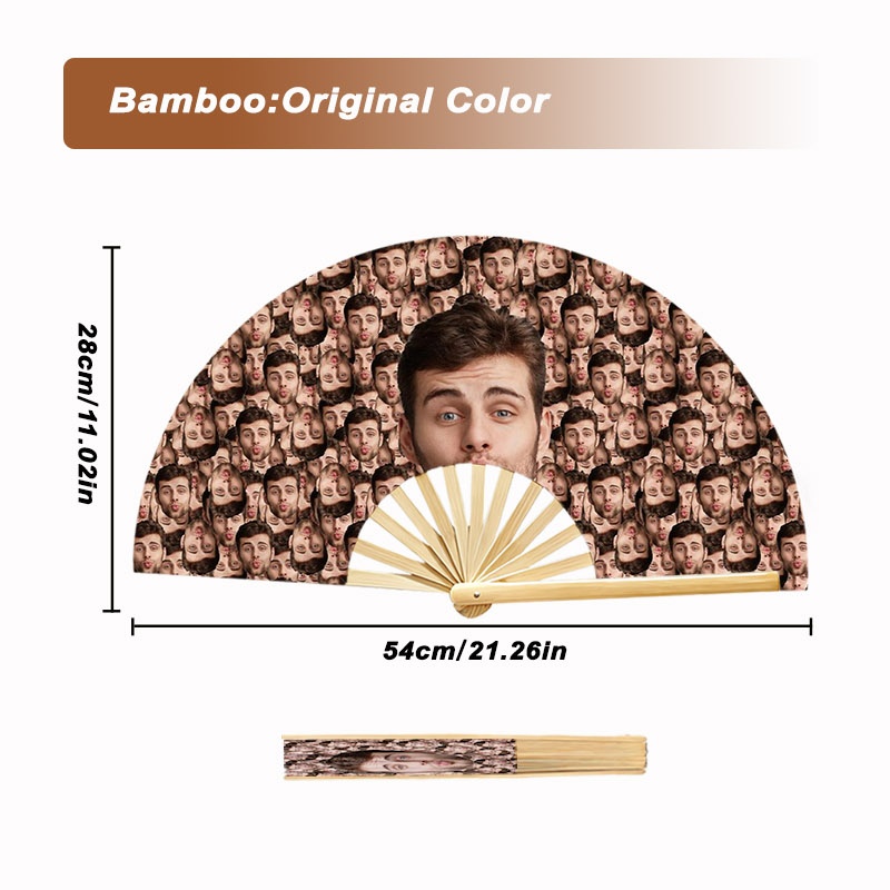 TEMU Custom Fun Face Hand Fans, Personalized Photo Printed Folding Paper Fans, Party Favors, Birthday Gift, Ideal For Festivals, Dances, Hot , Gifts,