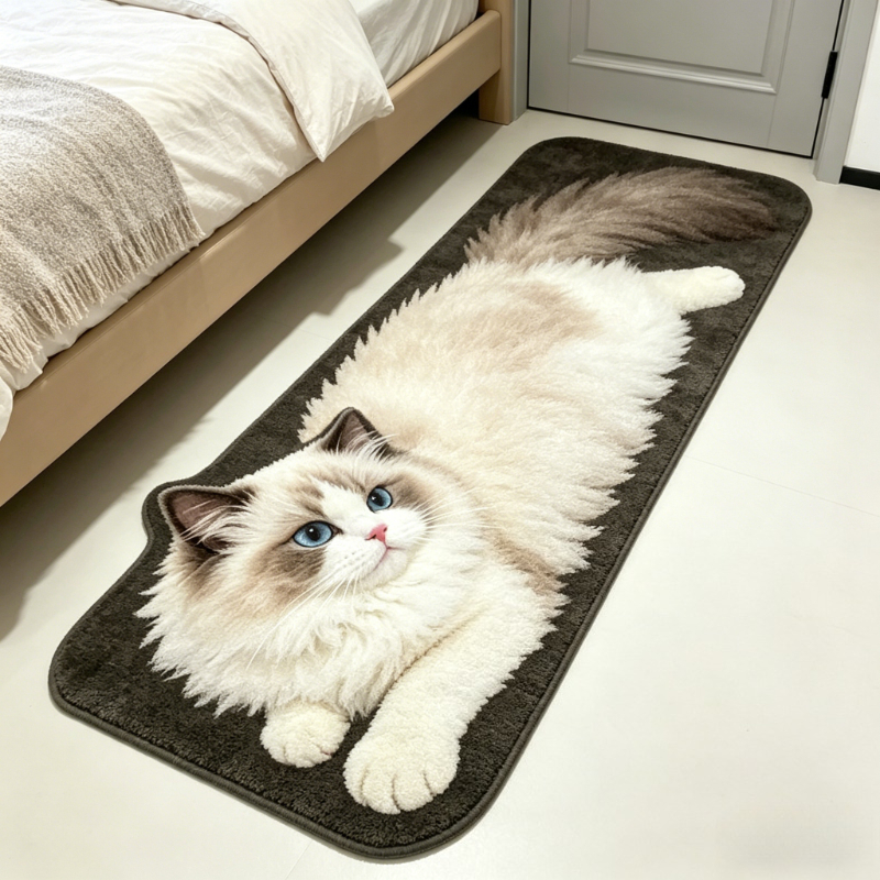 TEMU Faux Imitation Cashmere + 900g + 9mm 2d Flat Thin Pile With 3d Effect, Not Long Pile, Ins-style American Streetwear Cool Ragdoll Cat Bedroom