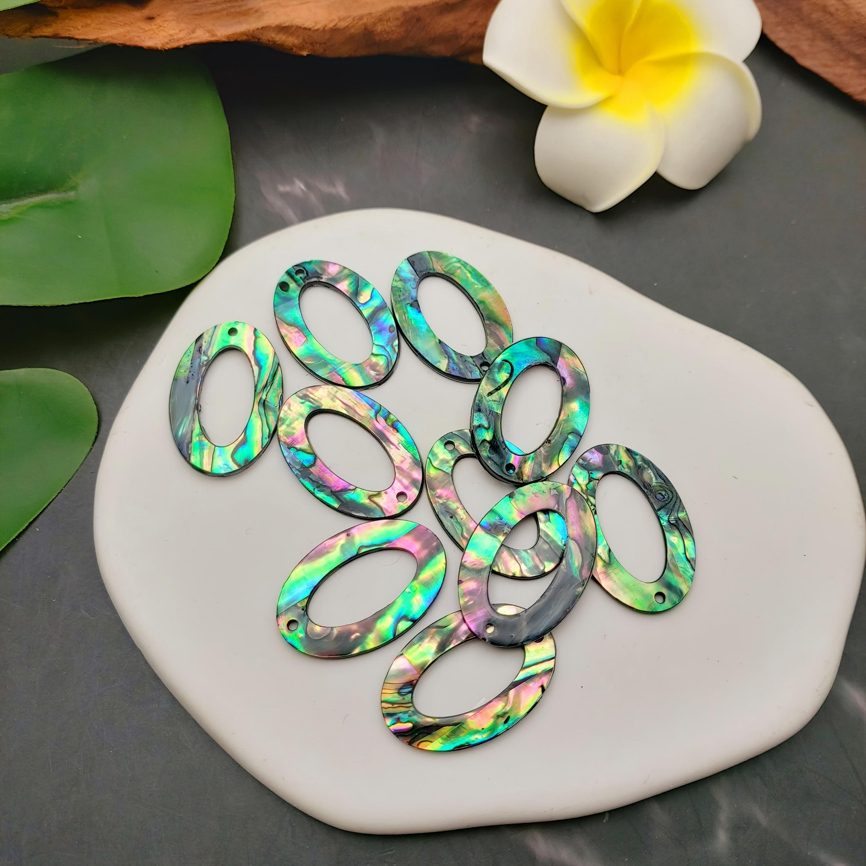 TEMU 10pcs Set Of Single-sided Flat Oval Acrylic Beads, Suitable For Making Earrings Or Necklaces, -style Accessories, An Ideal Gift For