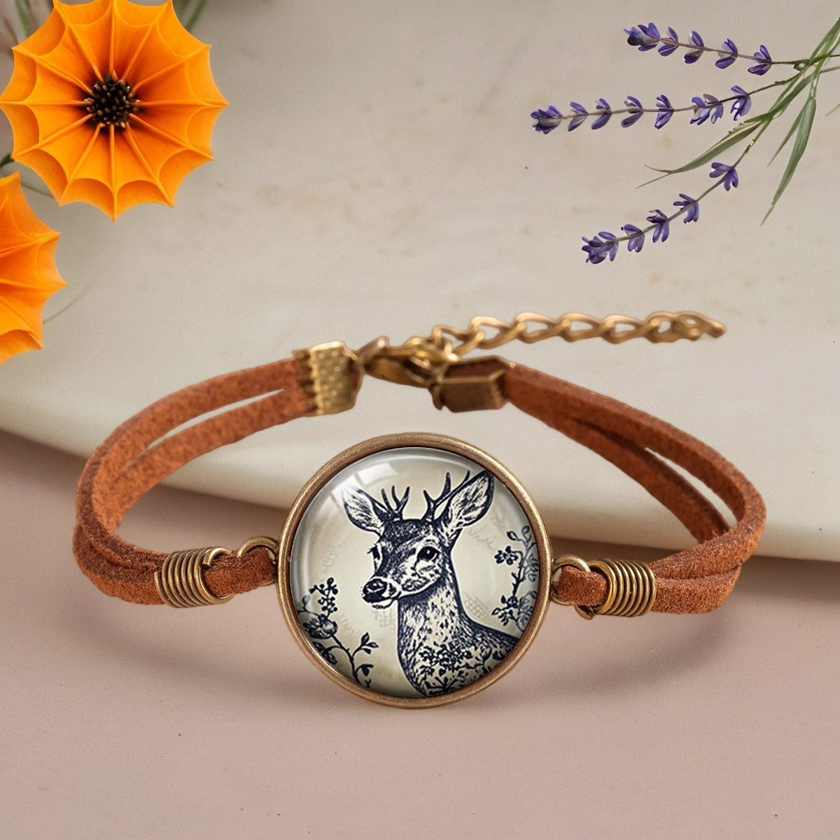 1pc Reindeer Art Photo Bracelet Bohemian-style Women's Bracelet Retro Deer Bracelet