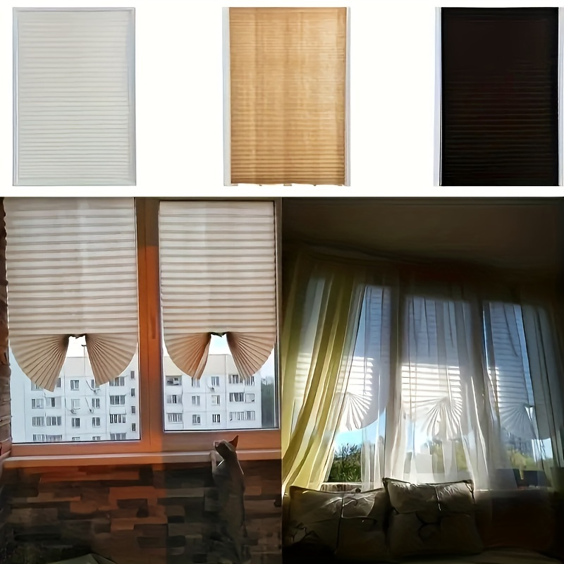 cordless pleated window shade blackout blinds portable temporary shades for living room office home decor contemporary plastic material pack of 1 details 2