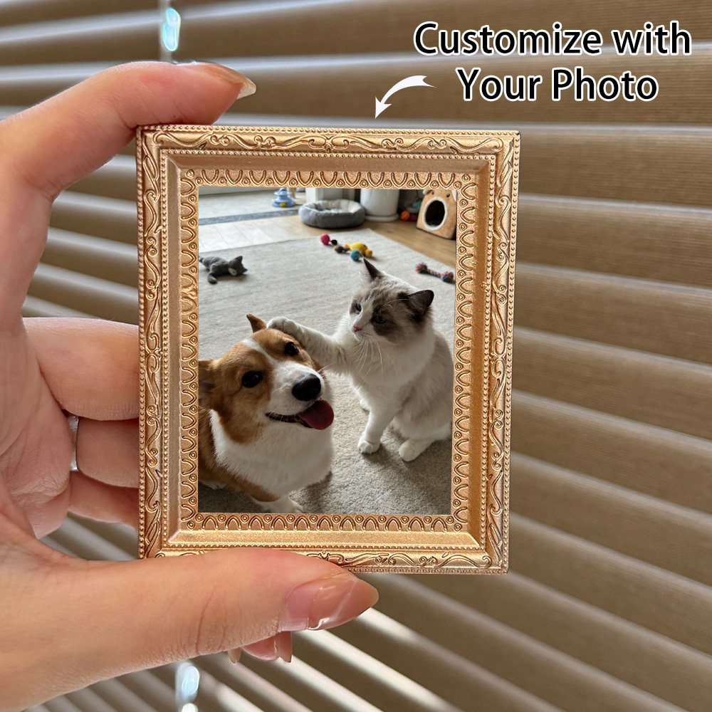 TEMU Personalized Photo Frame Magnet Suitable For Home Decor - Vintage Golden Vertical Picture Frame With Backing, Custom Picture Fridge Magnets For