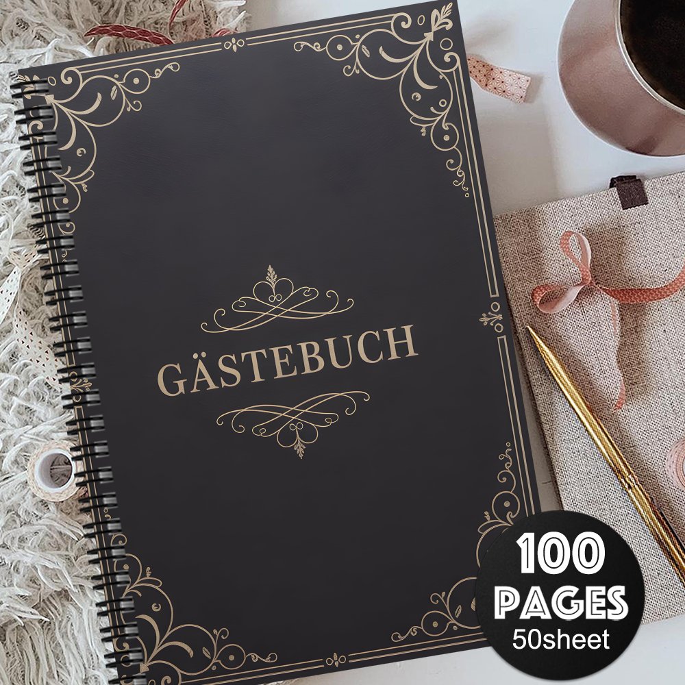 E-shop stilvolles deutsches Gästebuch-Souveniralbum – ein anspruchsvolles Eintrittsbuch mit Wünschen, Gästeanmerkungen und einem Geschenk-Tracker –
