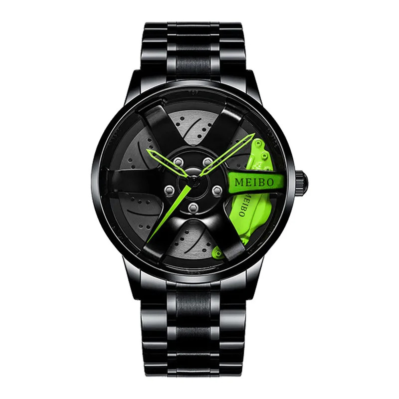 TEMU 1pc Fashion Unique Men' Wheel Design Watches, Luxury Men' Style Stainless Steel Quartz Wrist Watches