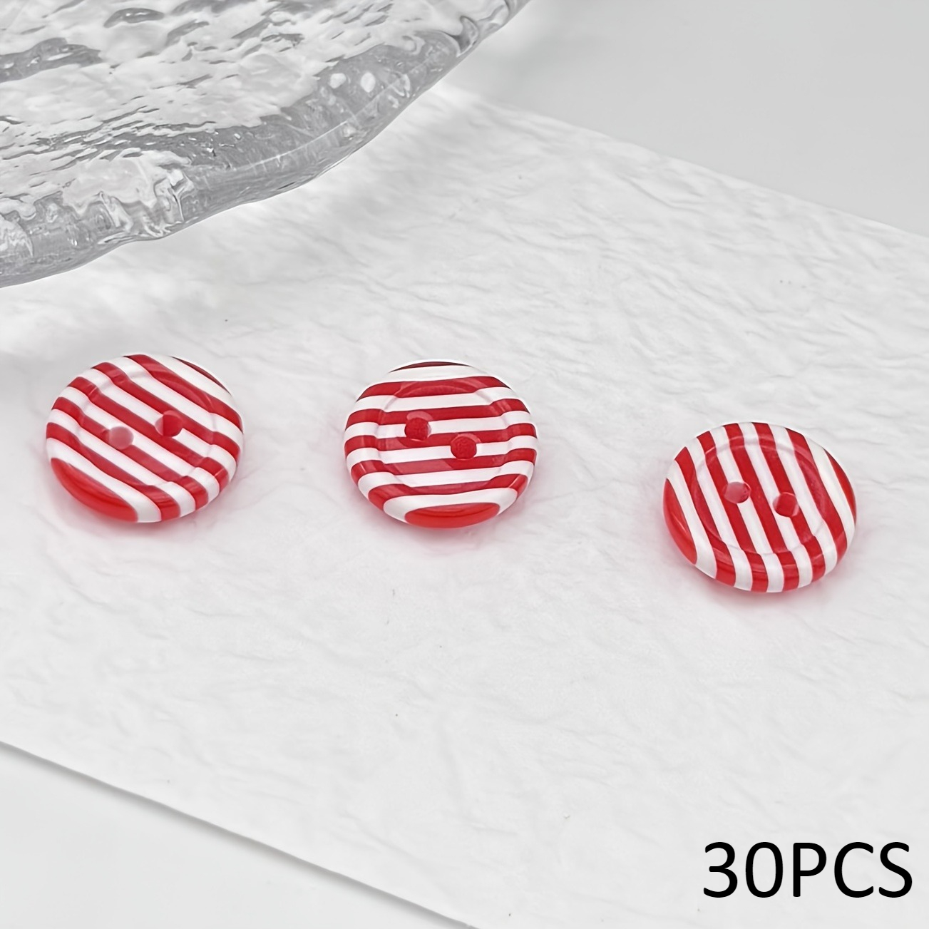 TEMU 10/30pcs Striped Resin Buttons With Black Center - Glossy Spherical Decorative Buttons With 2 Holes For Shirts, Sweaters, Hats, Slippers -
