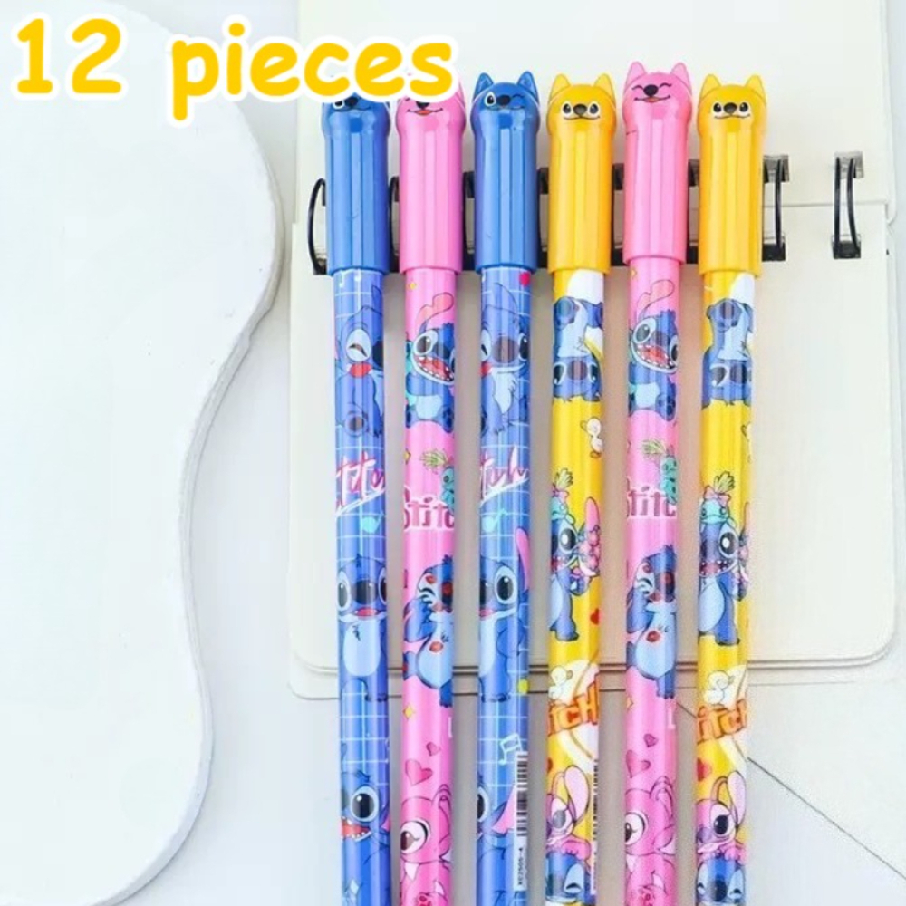 12pcs Blue Erasable Pen Set with Cartoon Pattern