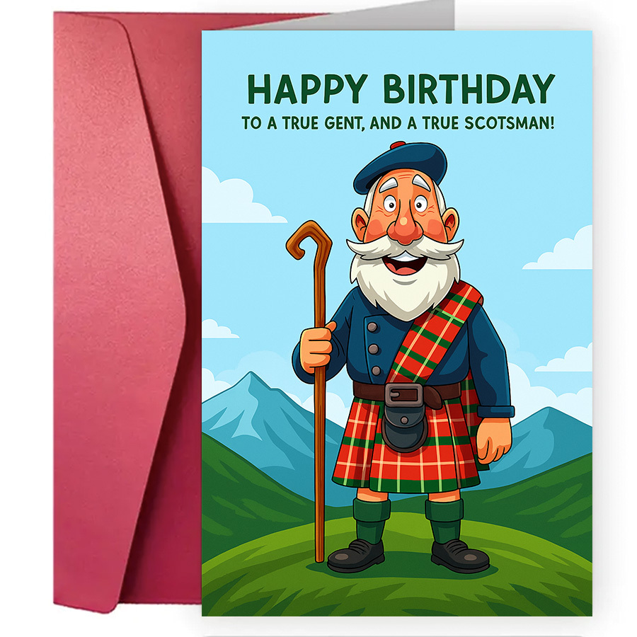 TEMU 1 Scottish-themed Birthday Card Suitable For Men - Scottish Heritage Keepsake With Tartan Patterns, Thistle Symbols & Greetings For Fathers, ,