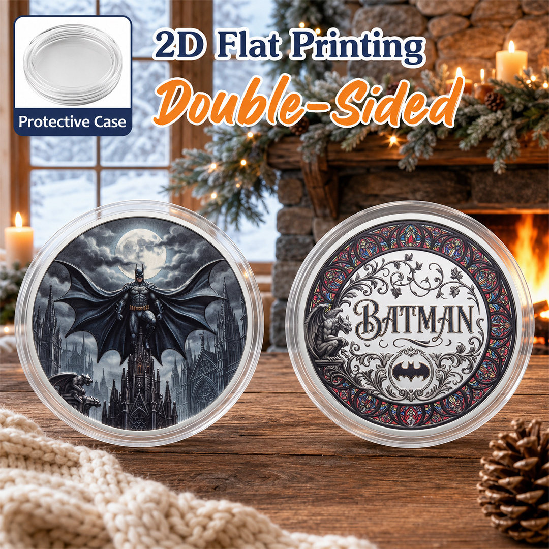 TEMU 1pc, 2d Flat Printing, Double-sided Metal Batman Forever Commemorative Coin, Sight Challenge Coin, Protective Case, Pocket Coin Novelty Gift,