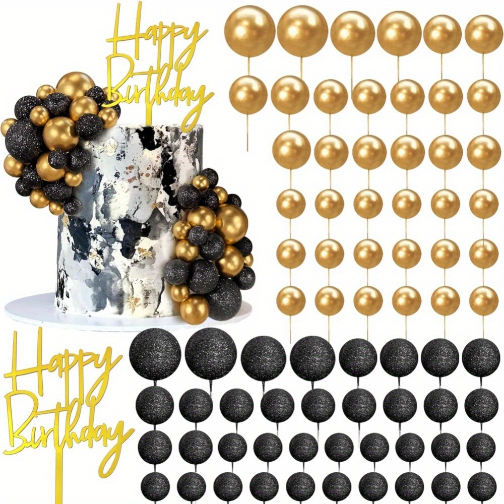 Image of 75 Pcs Balls Cake Topper Happy Birthday Cake Insert Pick For Diy Cake Decoration Baby Shower Wedding Birthday Party