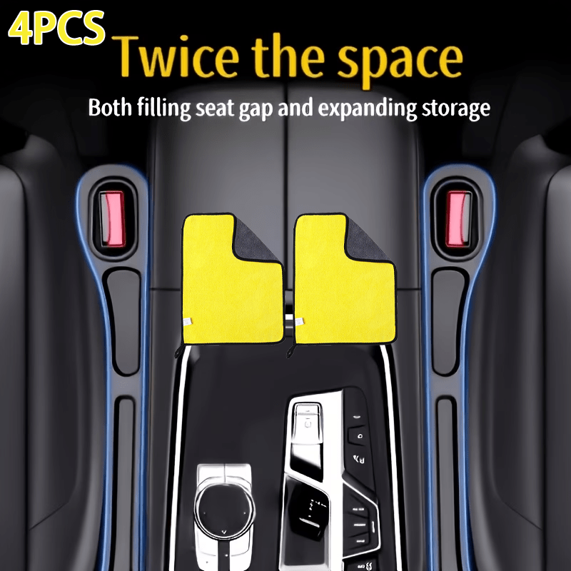 TEMU Car Seat Filling Plugs (2pcs Per Pack) And 2 Sets Of Car Cleaning Cloths, 4pcs Set. Universal Seat Stoppers For Between Seat And Center Console,
