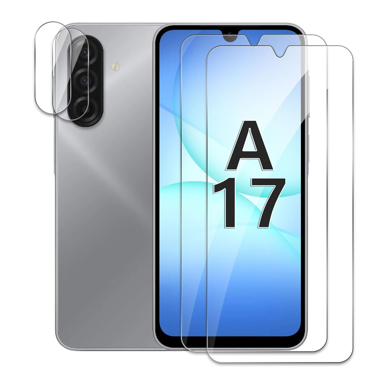 TEMU 4-in-1 2+2 Stk. kratzfeste, HD-klare, 9H Schutzfolie aus gehärtetem Glas, kompatibel mit for Samsung for Galaxy A17 5G Kameralinsenschutzfolie