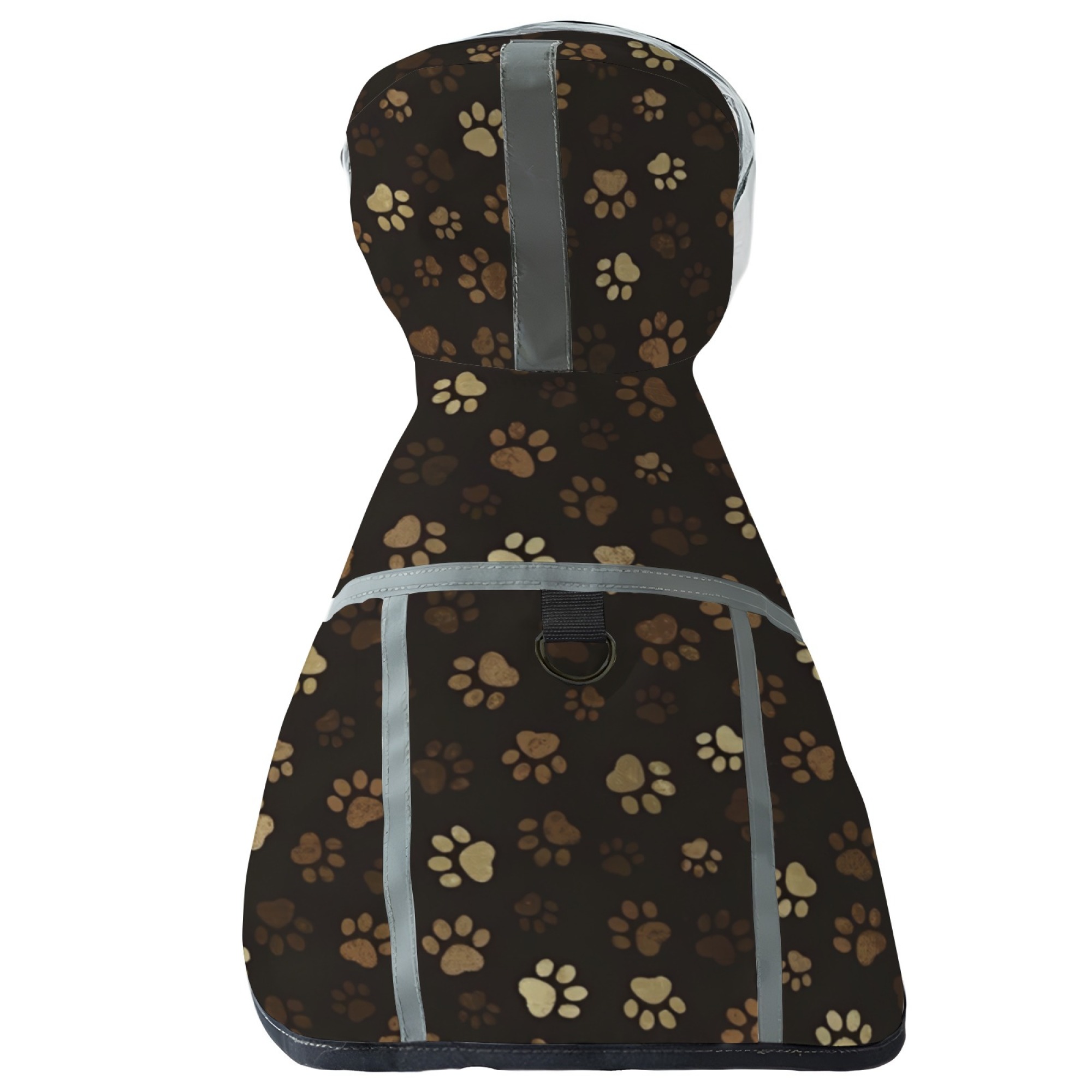 TEMU 1pc Reflective Dog Raincoat With Hat, Paw Print Pattern Pet Coat, Lightweight , , , Suitable For , Durable And Soft Fabric, Machine Washable,