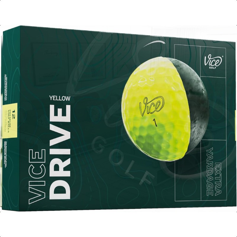 TEMU Vice Drive Extra Yardage Golf Balls - 2-layer Cover, Alignment Aid, 312 Dimple Pattern For Distance - Light Yellow/white/black, Precision Golfing, , Golf Ball