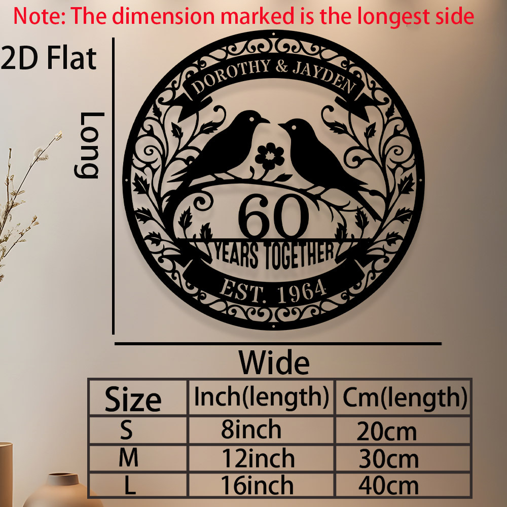 TEMU 1 Custom Metal Sign Featuring For Celebrating 60 Years Of - A Wall Art Piece For Anniversary Or Wedding Gifts For Couples