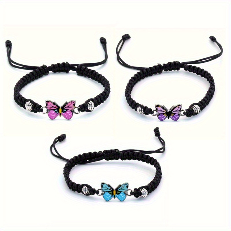 TEMU 3pcs Set Bohemian Colorful Charms Women's Adjustable Handmade Ethnic Style Vacation Travel Beach Jewelry
