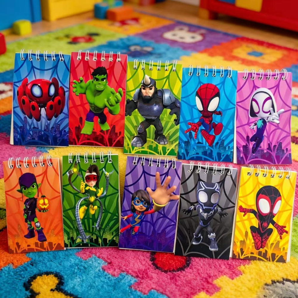 E-shop 10 Stück offiziell lizenzierte Marvel-Mini-Spiralnotizbücher mit -Man und seinen Freunden, designt mit niedlichen Cartoon-Charakteren, als