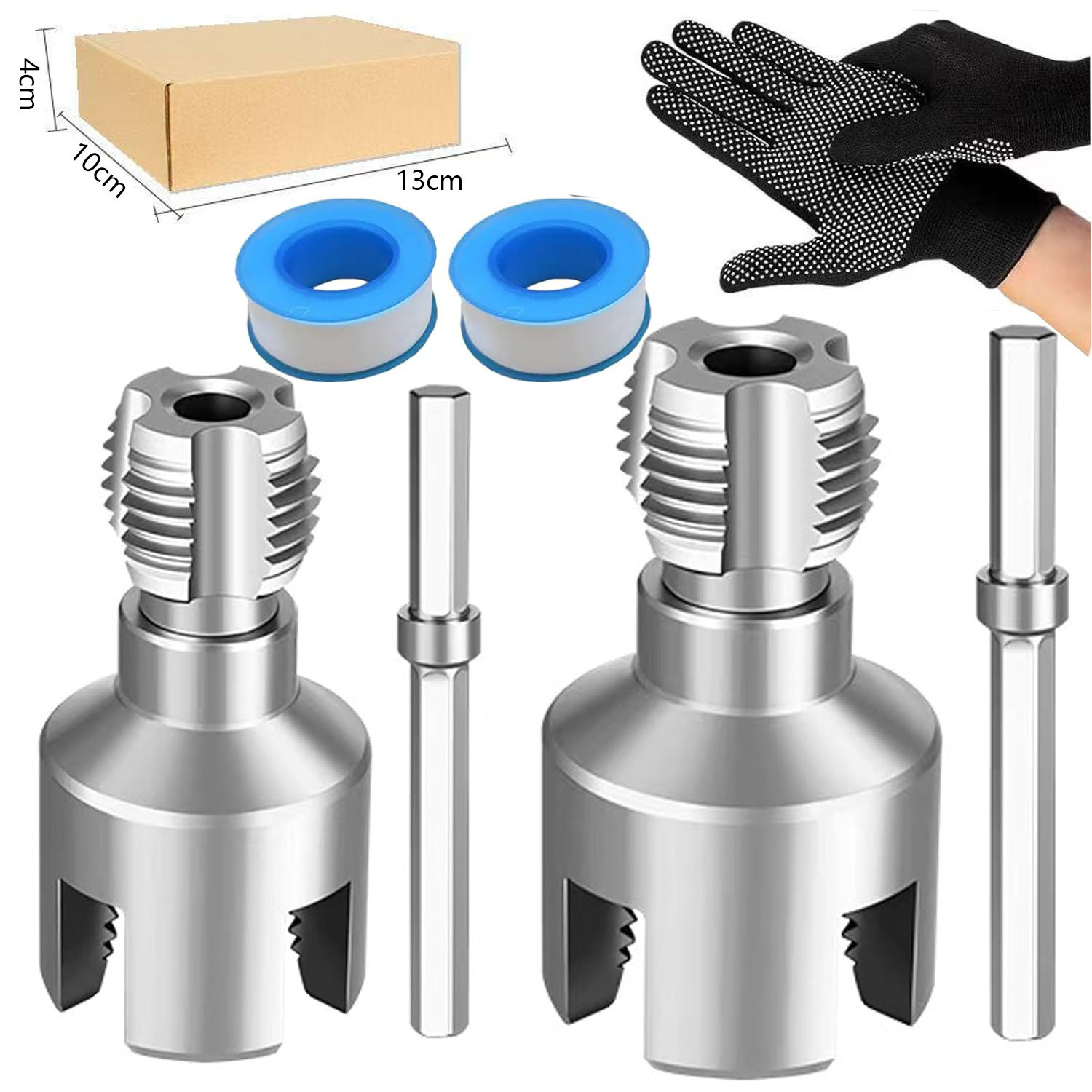 TEMU Heavy-duty Pipe Thread Tool Set Compatible For 1/2", 3/4", 1" Pipes - Internal/external Threader Suitable For Pvc, Ppr, Mpp Pipes For Diy &