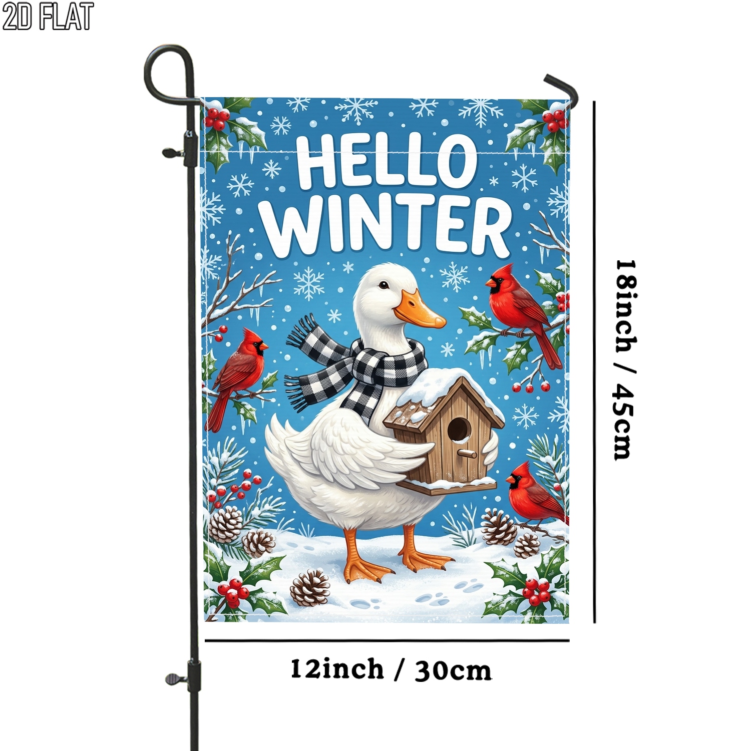 TEMU 2d Flat, 2d Flat 1pc Festive Duck Flag Blue Outdoor Garden Flag Pole For Porch Decoration Yard Decoration Garden Outside, 2d Flat