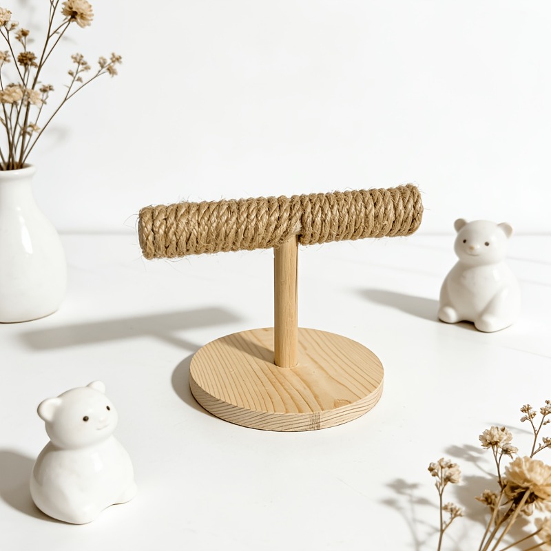 Solid Wood Hemp Rope Parrot Stand for Claw Training