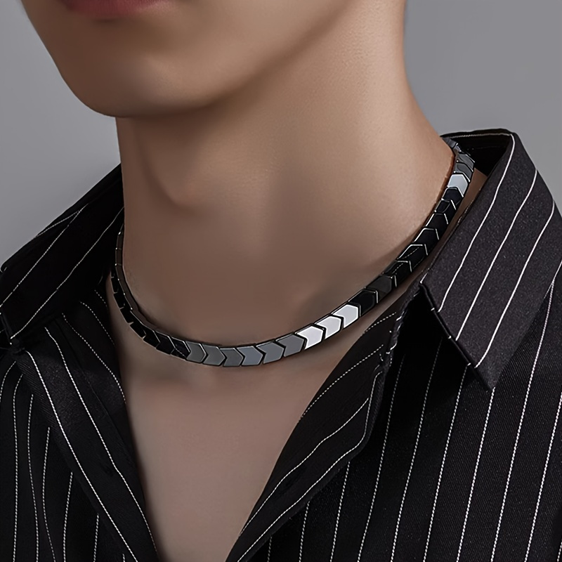 

1pc, Gallstone Titanium Steel Necklace Splicing Hip-hop Necklace - , Length, For Men - For