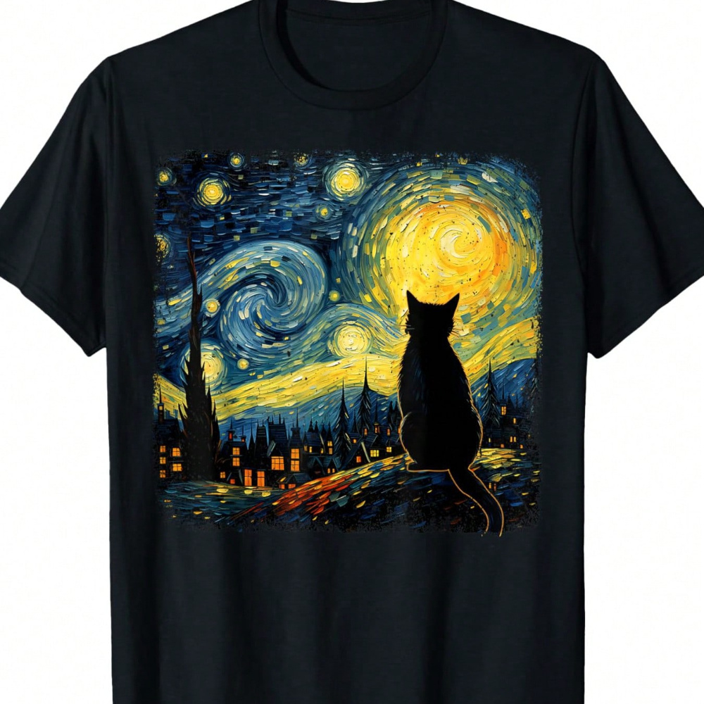 

Cat Starry Night Van Cat For Cat Lover Cat Dad T-shirtcouple Clothing 2025family T-shirt