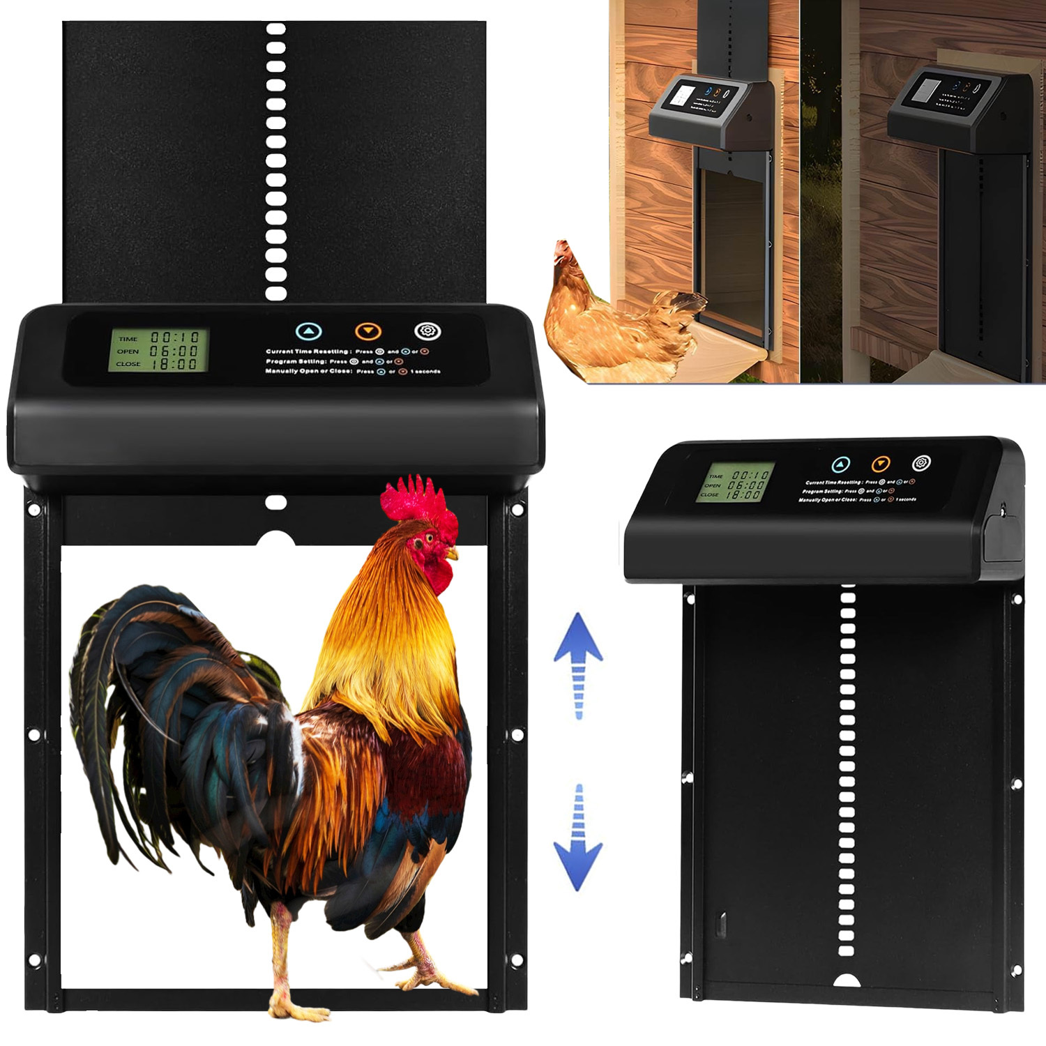 Image of Sturdy Sealed Gate With Anti-pinch Security, Manual Aluminum Alloy Chicken Coop Door For Daily Household Chicken Raising Management