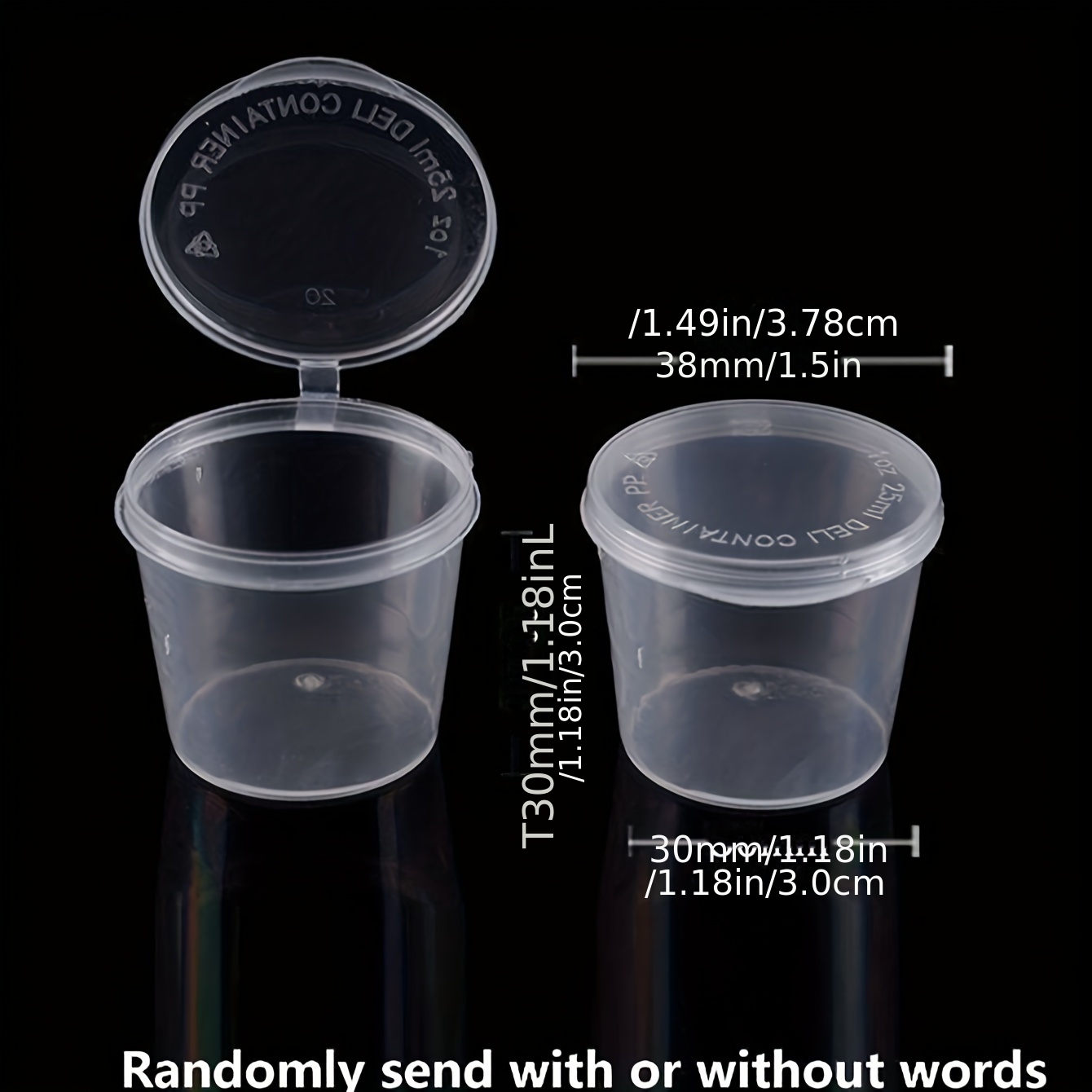 50-Pack 2oz Clear PP Plastic Sauce Cups with Lids
