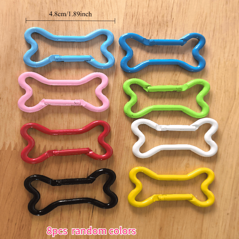 TEMU 8 Random Colored Dog Bone-shaped Outdoor Keychains, Suitable For Key Rings, Bags, Wallets, And Phone Lanyards, With Durable Alloy Spring Outdoor