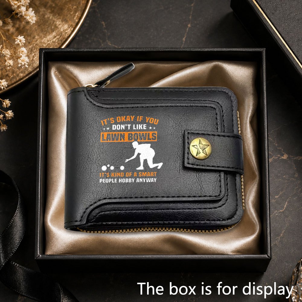 TEMU 1pc New Lawn Bowls Sport Men's Business Wallet, Large Capacity Zipper Design Credit Card Holder, Multi-card Slot Organizer, Portable Coin Purse,