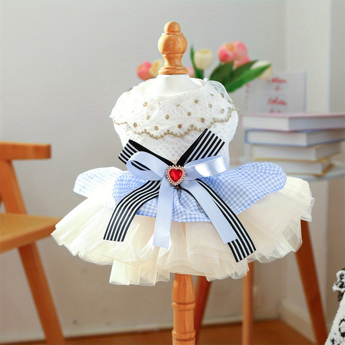 strapless open back dress KUTKUT Small Dog Birthday Dress,Colourfull Polka Print Spring Clothes for  Small Dogs Cat Puppy Kitten Princess Tutu Cute Dog Tulle Dress Pet Party  Dress main image 0