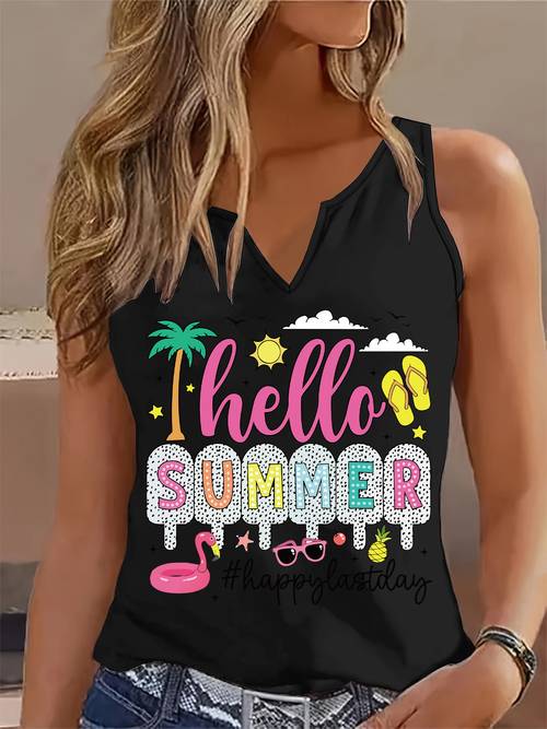 item picture graphic print tank top sleeveless casual top for womens clothing