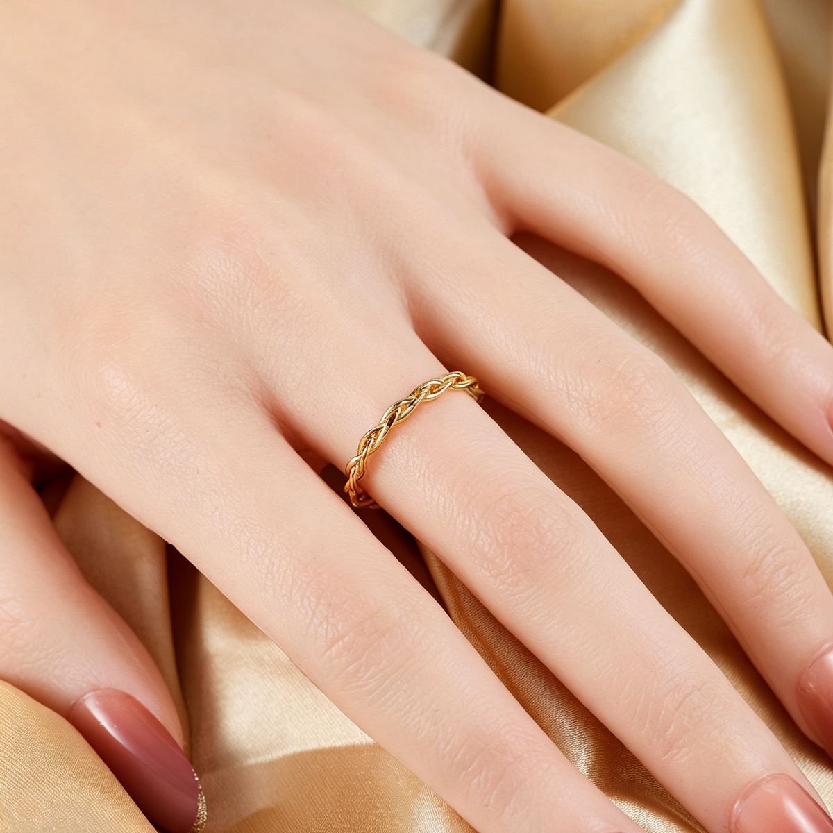 Women's Simple Twisted Braided Band Ring, Elegant Design