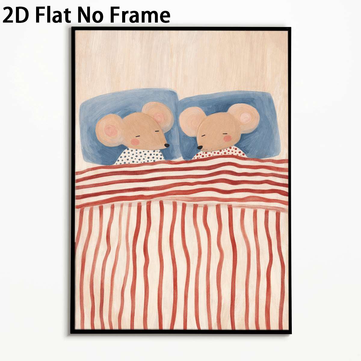 E-shop 2D Flach, 2D Flach, 1 Stück 2D Flach Kunstwerk mit schlafenden Mäusen, für skurrile Kinderzimmerdekoration. Diese ungerahmten