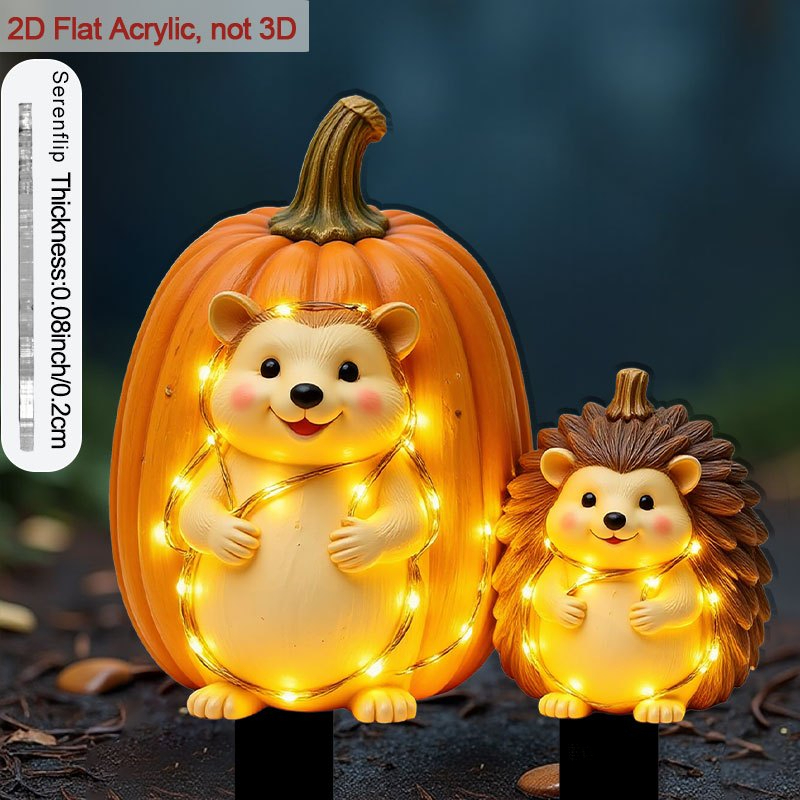 TEMU 2d Flat, [2d Flat] 1pc 2d Flat Decorative Acrylic Stake, For Flower Beds, 5.91-inch Pumpkin And Hedgehog Theme Thanksgiving Ornament, Suitable