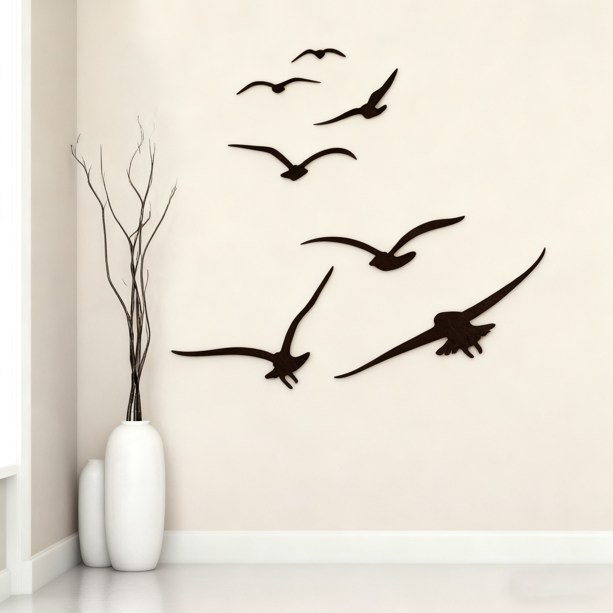 Image of 1pc Black Flying Wall Sticker, Suitable For Living Room, Bedroom, Cabinet, Bathroom Background Wall Decoration, Home Decor, Wall Decoration