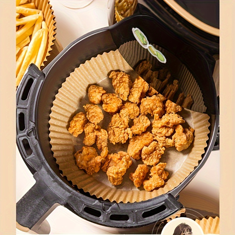 100 Stück Air Fryer Pergamentpapier Rund, 20,3 Cm, Perforiert – Antihaftbeschichtet, Für Heißluftfritteuse & Dampfgarer