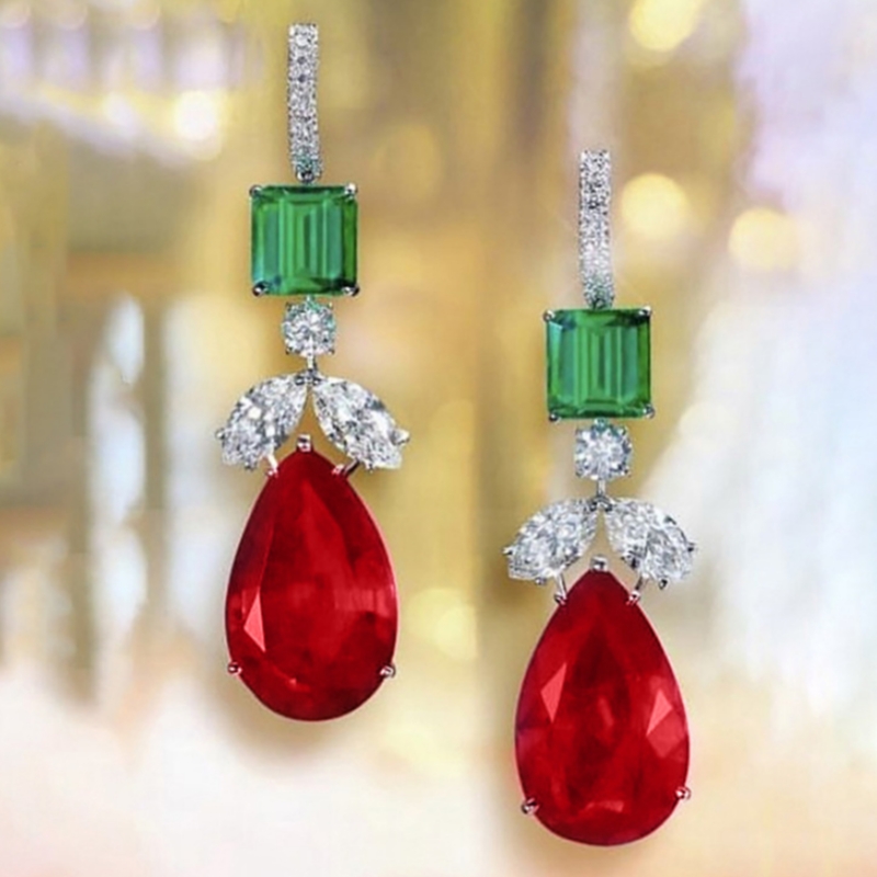 TEMU Vintage Synthetic Zirconia Drop Earrings Exquisite Women's Wedding Earrings For Daily Banquet And Holiday Elegant Jewelry Gift