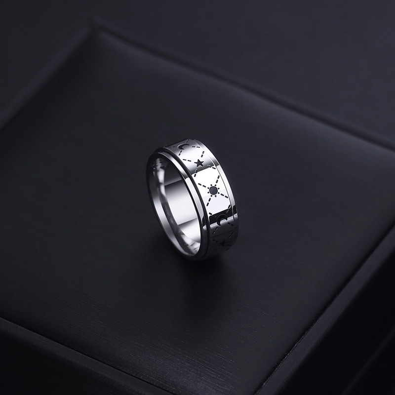1pc rotating titanium stainless steel mens ring rotating mechanism star   modern minimalist style durable stainless steel index finger ring non tarnish   casual attire unique niche accessory for men ideal gift for special occasions Product details 2
