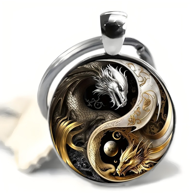 

Unique Tai Chi Dragon Keychain - Fashionable Zinc Alloy Pendant, Perfect Gift For On Christmas, Halloween, And New Year