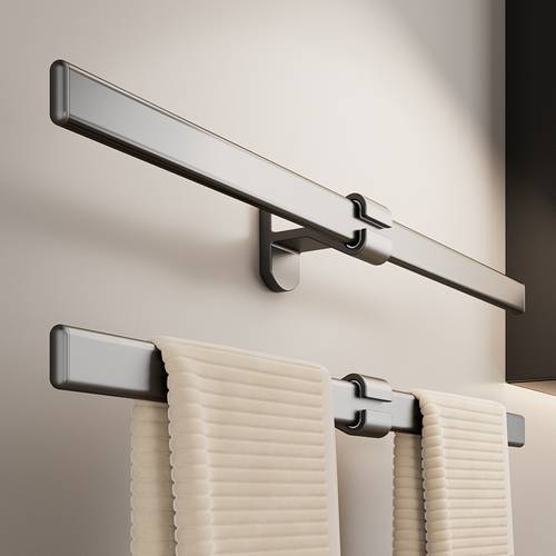 wall mounted towel holder for the bathroom made of featuring a single rod and no drill installation