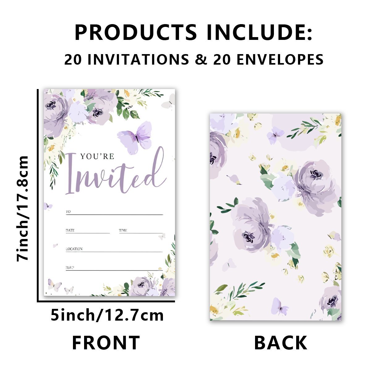 TEMU 20 Pack Watercolor Invitations Envelopes, Cards, Suitable For , Wedding, Birthday, Dinner Parties, Invitations, Use Without , Material