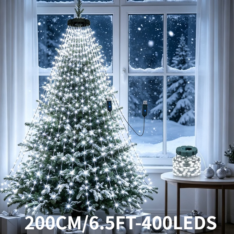 TEMU 1pc 400 Leds Fairy Lights (2m/6.5ft-400leds), Usb Powered Christmas Tree Wrapping Decor Light Strip, Ideal For Large Christmas Tree Landscaping,