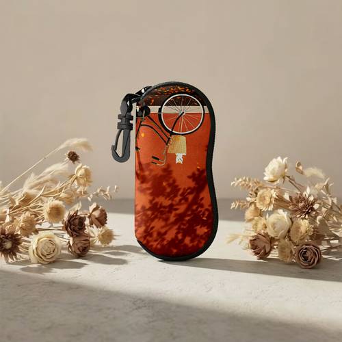 vintage with cat in wicker basket glasses case whimsical and tree protective pouch for eyewear portable holder with perfect gift for fall season