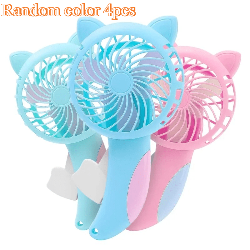 TEMU Juego de 4 miniventiladores de aleatorios con diseño de gato colorido. Funcionamiento manual, no requiere electricidad. Perfectos para